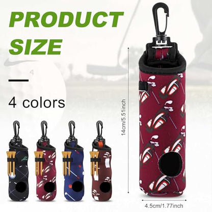 4 Pieces Golf Tee Holder Golf Ball Carry Bag Pouch Ball Holder Keychain Belt Clip Gifts Accessories - color: Black, Dark Blue, Dark Purple, Brown