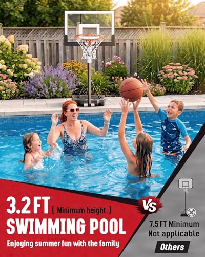 Seray Kids Basketball Hoop Outdoor [Patented 6s Safe-Adjust] 3.2-7.2FT, Indoor/Poolside/Mini Basketball Hoop for Kid/Toddler/Youth/Adult in Backyard/Driveway,Shatterproof Backboard and Enlarged Base - color: White