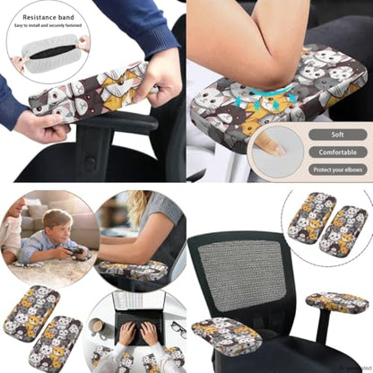 4 Pcs Office Chair Covers Set Floral Office Chair Arm Rest Cover Protective Stretchable Seat Covers Desk Armrest Cover Slipcovers Pads Cushion Backrest for Game - color: Floral