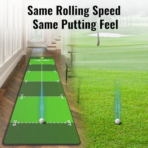 Honma Golf Putting mat with Distance Marker,26in X 9ft Golf Putting Green Indoor for Training fit for Home,Office & Outdoor