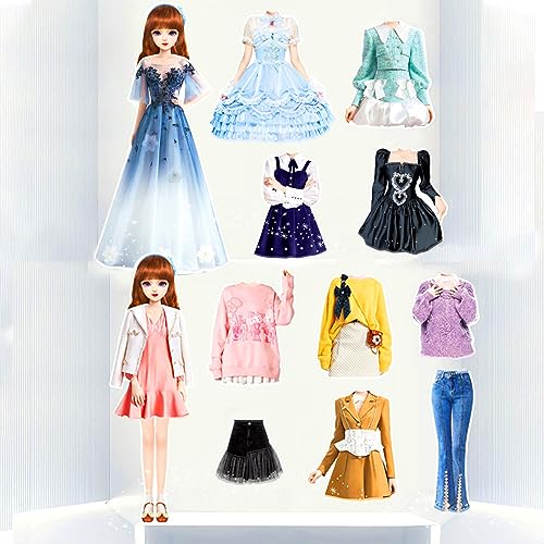 Magnetic Princess Dress Up Paper Doll Pretend Play Toys Magnet People Clothes Puzzles Game for 3+ Year Old Girls Toddler,Preschool Learning Created Imagine Set Birthday Gift (F Set) - style: F Set