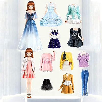Magnetic Princess Dress Up Paper Doll Pretend Play Toys Magnet People Clothes Puzzles Game for 3+ Year Old Girls Toddler,Preschool Learning Created Imagine Set Birthday Gift (F Set) - style: F Set
