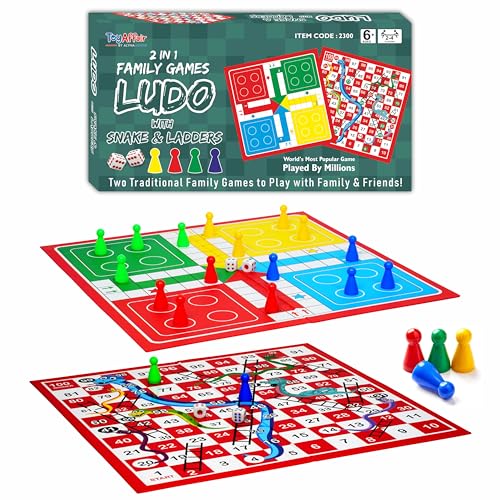 Ankit Toys & Games Ludo & Snakes and Ladders Board Game Set Classic 2in1 Family Fun for Kids and Adults (Standard Edition)