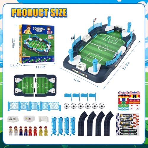 Mini Soccer Board Game for Kids 3-12, Foosball Table Toy for Age 4-8, Pinball Machine Toys for Boys 5-10 Years Old, Interactive Indoor Action Game with 6 Balls for Birthday Gift