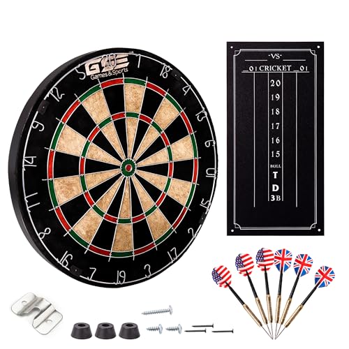 GSE Games & Sports Expert 18" Regulation Size Steel Tip Dartboard Game Set. Excellent Bristle/Sisal, Paper Baseball, Bullseye, Dart Board Game Set (Several Styles Available) - style: Pro Bristle Dartboard with Scoreboard