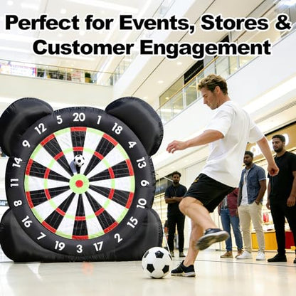 Large Inflatable Soccer Darts Game | 10FT Kick Target Board with 8 Soccer Balls | Outdoor Party Games for Kids & Adults | Backyard Fun, Camping, Gym Class & PE Equipment