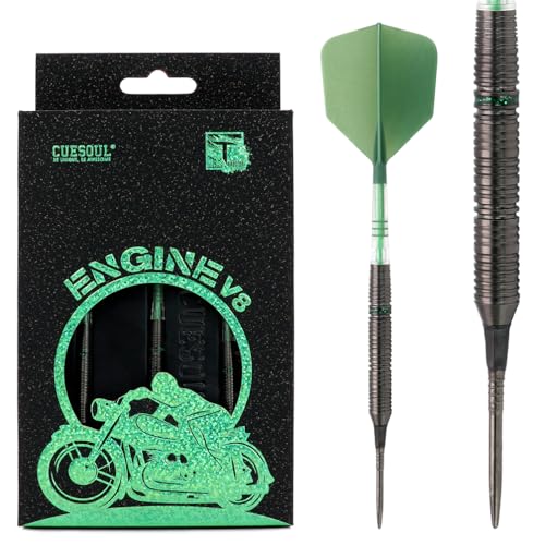 CUESOUL Engine V8 Steel Tip 90% Tungsten Dart Set with GEM Stone Finished and Unifying ROST T19 Carbon Flight 18/20/22g
