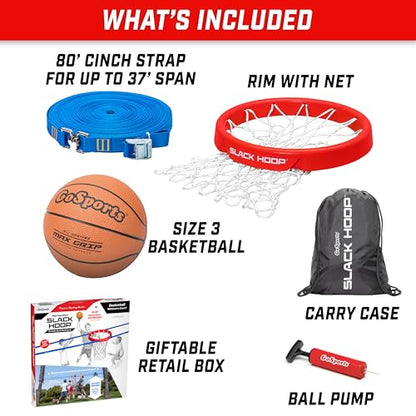 GoSports Slack Hoop Portable Basketball Game for Kids & Teens - Adjustable Height Outdoor Lawn, Beach, & Yard Game - Basketball Without a Court