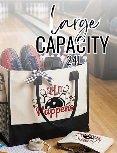 InnoBeta Bowling Gifts for Women, Bowlers Tote Bag with Top Zipper Closure and Shoulder Strap for Birthday, Christmas and Every Special Occasion