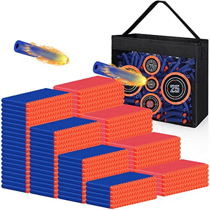 Pokiiulk Refill Darts Bullets Fit for Nerf Guns, 1000 Pcs Foam Darts Fit for Nerf Party with Portable Shooting Practice Target Mesh Bag - color: 1000 Mixed & Target
