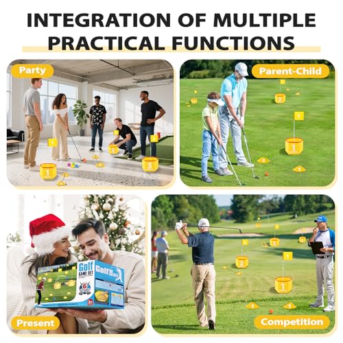 Backyard Golf Set for Kids, Adults and Family, Portable 9 Holes Golf Course with Balls, Flags and Carry Bag for Lawn, Park, Beach and Hotel - Yellow