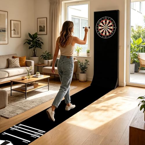 Dart Board Mat - 300x34cm Darts Mat with Throw Line,Shock Absorbing Darts Mats, Competition Mats | Dart Board Floor Protector for Indoor Club Recreation Room Party