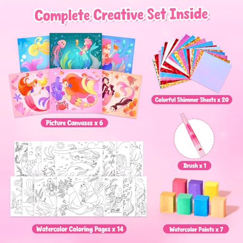JoyCat Paint with Water Coloring Books, Art & Craft Activity, No Mess Art for Kids Ages 4-8, Craft Kits & Supplies, DIY Creative Activity, Gifts for Girls & Boys (Ocean Princess) - style: Ocean Princess