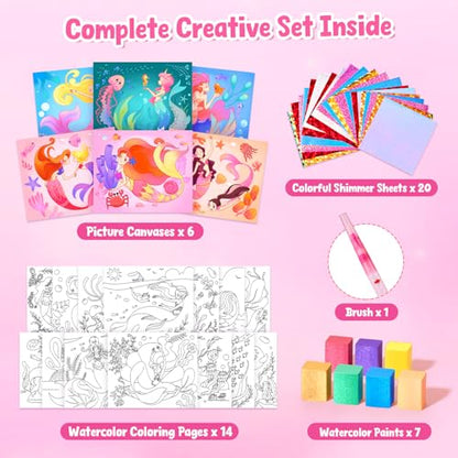 JoyCat Paint with Water Coloring Books, Art & Craft Activity, No Mess Art for Kids Ages 4-8, Craft Kits & Supplies, DIY Creative Activity, Gifts for Girls & Boys (Ocean Princess) - style: Ocean Princess