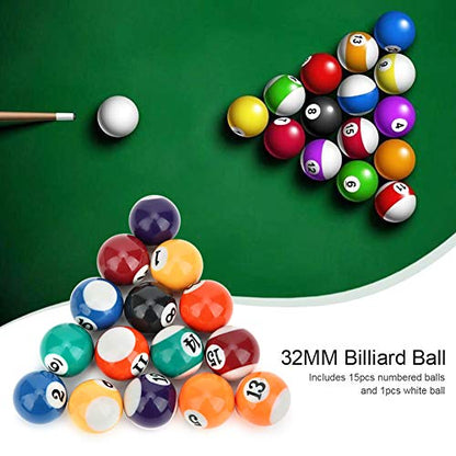 Mini Pool Ball Set,16pcs/Set 0.98Inch Resin Mini Billiard Ball Children Toy Small Pool Cue Balls Full Set Mini Pool Table Accessories