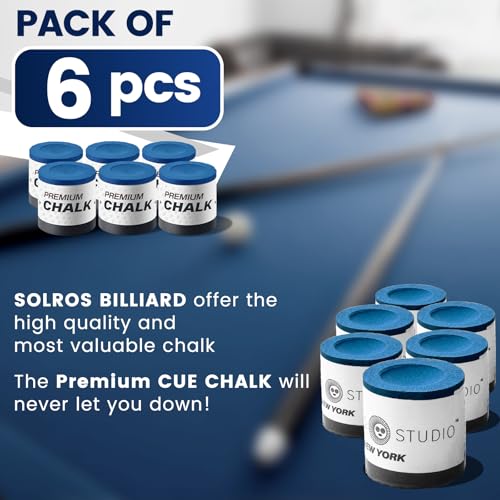 SOLROS Billiards Cue Chalk - High Performance Pure Round Pro Chalk | Color：Blue，3PCS，Low Dust & Long Lasting，Ready to Usez，Smooth Control，for Any Venue - color: Blue