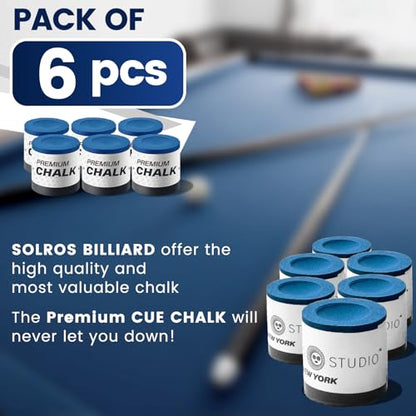 SOLROS Billiards Cue Chalk - High Performance Pure Round Pro Chalk | Color：Blue，3PCS，Low Dust & Long Lasting，Ready to Usez，Smooth Control，for Any Venue - color: Blue