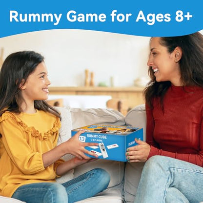 Rummy Cube 6 Player Edition with 6 Wooden Racks 160 Tiles Rummy Cube Game with Case 6 Players Travel Size Rummy Game Large Number Rummy Tiles Travel Game Set for Family Classic Board Games - style: 160 Tiles+6 Racks