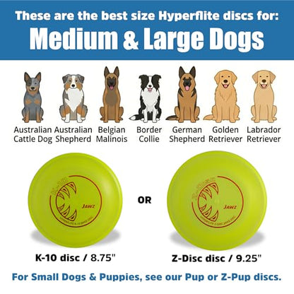Hyperflite K-10 Jawz Puncture Resistant Dog Flying Disc, Medium-Large | Puncture Resistant, Competition Approved | 8.75-inch, 150g | Medium & Large Dogs | Yellow - color: Yellow
