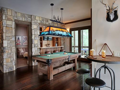 TOCHIC Vintage Pool Table Light, 6-Light Rustic Tiffany Style Fishing Billiard Hanging Light Fixture for Billiards Table Game Room Man Cave, Farmhouse Kitchen Island Dining Room Chandelier Lighting