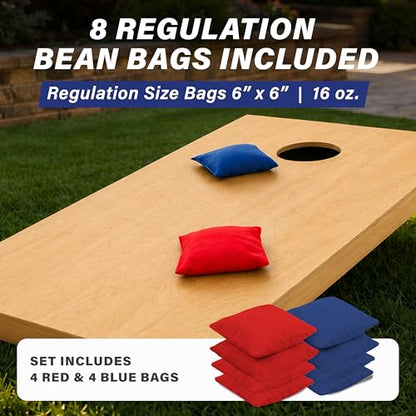 GoSports Solid Wood Premium Cornhole Sets - Choose 4 x 2 ft or 3 x 2 ft - Game Boards Include Set of 8 Cornhole Toss Bags - style: Regulation Size (4ft x 2ft)