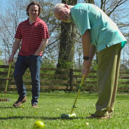 Croquet Set - 6 Players Outdoor Family Games, Portable Wooden Sports Set, Reusable Lawn Backyard Park Kit | Durable Handbag Included, Fun Courtyard Game for Kids Adults Friends Outdoor Activity