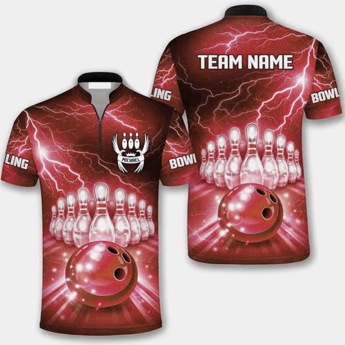 GABITA Personalized Bowling Jerseys for Men, Custom Bowling Polo Shirt, Bowling Shirts Gift for Bowler Team Player - color: A56