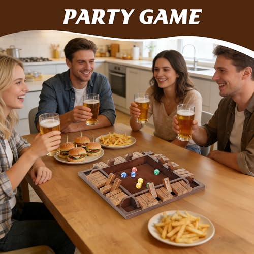 Shut The Box Game, Math Dice Board Game for Family Night Classroom Travel, Wooden Table for 2-4 Players, Improves Mathematical Skills, for Classroom, Home (Quadrilateral-Upgraded 12", Brown) - color: Brown, style: Quadrilateral-Upgraded 12"