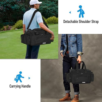 Disc Golf Storage Bag Durable Large Capacity with Dividers and Multi Side Pockets, Black - style: 14.5 X 10.2 X 10.2 Inch