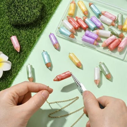 Stiesy Opaque Resin Crayon Charms 28Pcs, 7 Colors 3D Study Tool Pendant Charms Bulk Jewelry Findings for Necklace, Bracelets, Jewelry Making, Keychain Craft Supplies - color: Crayon-7 Colors-28pcs
