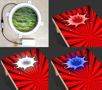 PartyToss Cornhole Boards/Bean Bag Toss Game Set w/Optional LED Lights & Graphics - Choose Your Model - color: Comic