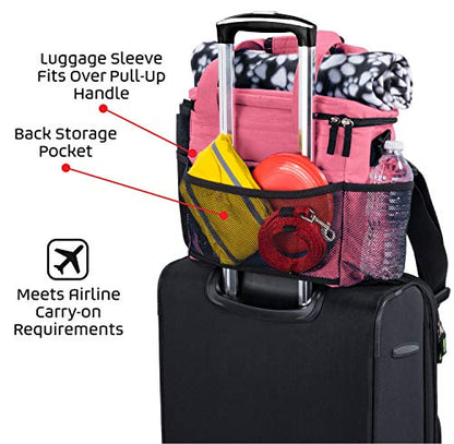 Mobile Dog Gear, Week Away Dog Travel Bag for Small Dogs, Includes Lined Food Carriers and 2 Collapsible Dog Bowl, Pink - color: Pink, size: Small