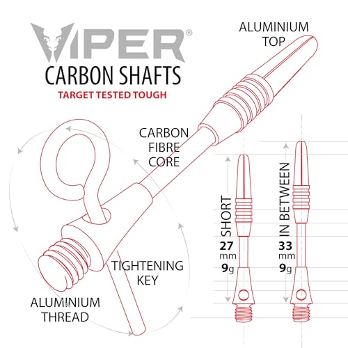 Viper Carbon Fiber High Performance Ultra-Light Dart Shafts, Set of 3 - color: Silver, size: InBetween