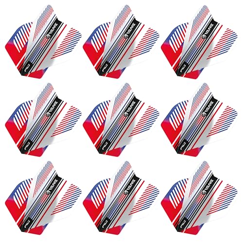 RED DRAGON Yin Yang Double Sided Dart Flights 3 Sets Per Pack (9 Dart Flights in Total) - color: Red, White and Blue