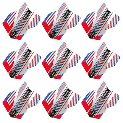 RED DRAGON Yin Yang Double Sided Dart Flights 3 Sets Per Pack (9 Dart Flights in Total) - color: Red, White and Blue