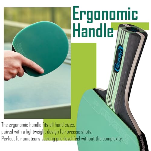 Senston 5-Ply Ping Pong Paddles Set – Premium Wood Table Tennis (Set of 2) with 3 Balls & Portable Carry Case – High-Control 2mm Sponge & Ergonomic Non-Slip Grip for Beginners & Family Play - color: Green