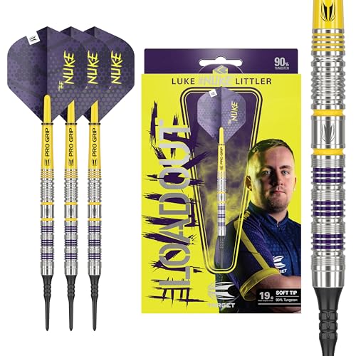 Target Darts Luke Littler Loadout Steel Tip Swiss Point Darts, 90% Tungsten Dart, 22G/23G/24G | Steel Tip Dart Set, Player Edition Swiss Points Dart Sets with Tool, Pro Grip Shafts & No.2 Flights - size: 19G