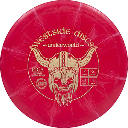 Westside Discs Origio Burst Underworld | Fairway Driver | Understable Driver | Grippy Base Plastic w/Color Burst | Disc Golf Frisbee | 170g+ - color: Red