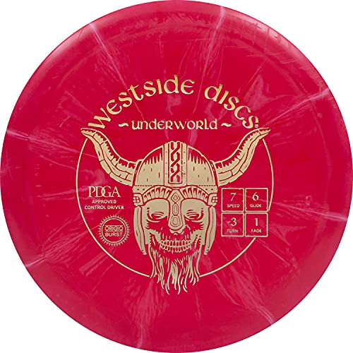 Westside Discs Origio Burst Underworld | Fairway Driver | Understable Driver | Grippy Base Plastic w/Color Burst | Disc Golf Frisbee | 170g+ - color: Red