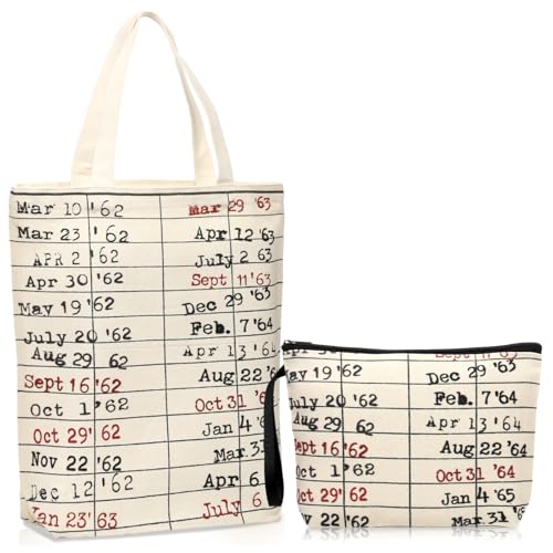 Sieral 2 Pcs Animal Lover Bag Gift for Women Travel Canvas Tote Portable Zipper Pouch Canvas Reusable Grocery Tote - style: Librarian