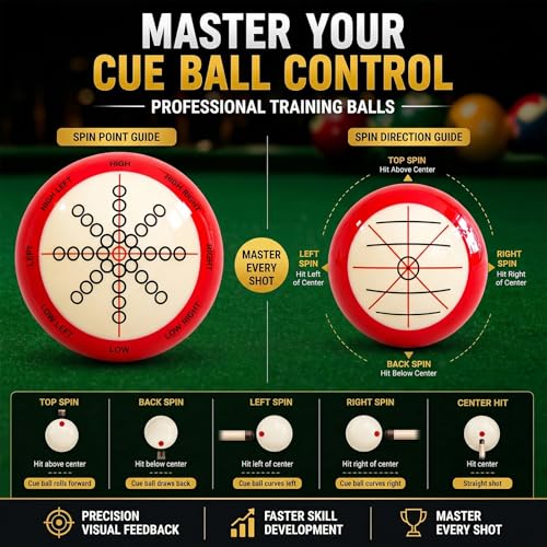 Billiard Training Cue Ball, 2.25" Standard Size Pool Practice Cue Ball, Wear-Resistant Training Ball for Home Game Rooms - color: White/Red