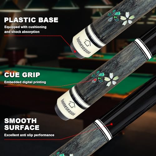HomeSeason Pool Cue Stick 58" Professional Billiard Canadian Maple Pool Stick with Leather Case & 13mm Tip, 18/19/20/21oz for Adults Pro Player - color: 21oz(Black)
