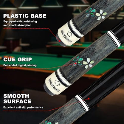 HomeSeason Pool Cue Stick 58" Professional Billiard Canadian Maple Pool Stick with Leather Case & 13mm Tip, 18/19/20/21oz for Adults Pro Player - color: 21oz(Black)