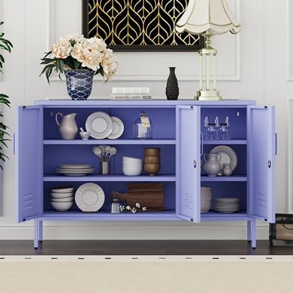 Purple Wide Metal Storage Cabinet, 32" H Heavy Duty Steel Locker with Lock, 2 Adjustable Shelves & Ventilated Doors for Home Office Kitchen Living Room - color: Purple, style: 32"H-Cabinet-TH