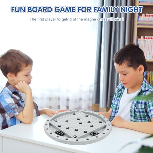 3 in 1 Board Games, 5-in-eine-Reihe-Spiel & Magnetic Chess & Rope Untangling Puzzle Game, 40 Pcs Stones, 100 Perlen, 10 String & Portable Storage Bag, Multi-Level Challenges Use for Kids Adults