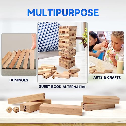 GSE Games & Sports Expert 54-Piece Mini Tumbling Timbers, Wooden Blocks Stacking Floor Game Set (Build to Over 1.5ft)