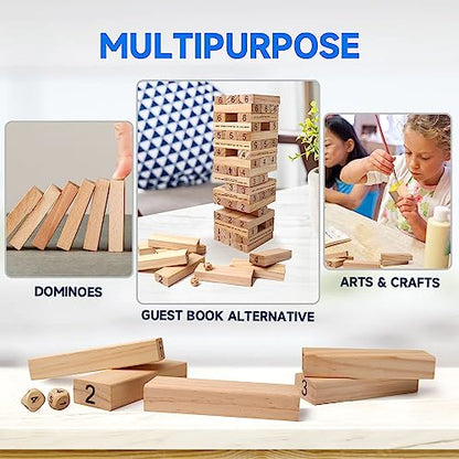 GSE Games & Sports Expert 54-Piece Mini Tumbling Timbers, Wooden Blocks Stacking Floor Game Set (Build to Over 1.5ft)