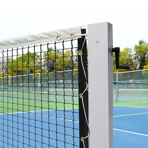 Katop In Ground Tennis Net Set, 4” Square Aluminum Posts & Heavy Duty Double-Layer Tennis Net, Unique Built-in Winder Design, Sturdy and Durable, Follows ITF Standards - style: Only Posts