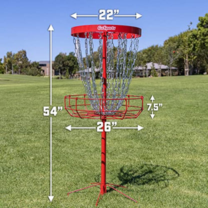 GoSports Regulation Disc Golf Basket - 24 Chain Portable Disc Golf Target