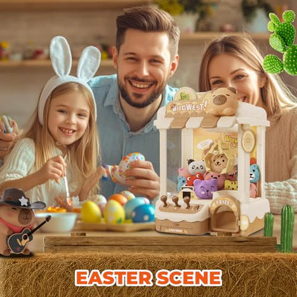 Capybara Claw Machine for Kids, Arcade Prize Grabber with Plush Toys and Capsules, 3-Joystick Coin-Style Controls, Lights and Music, Gift for Ages 3 and Up - style: Capybara